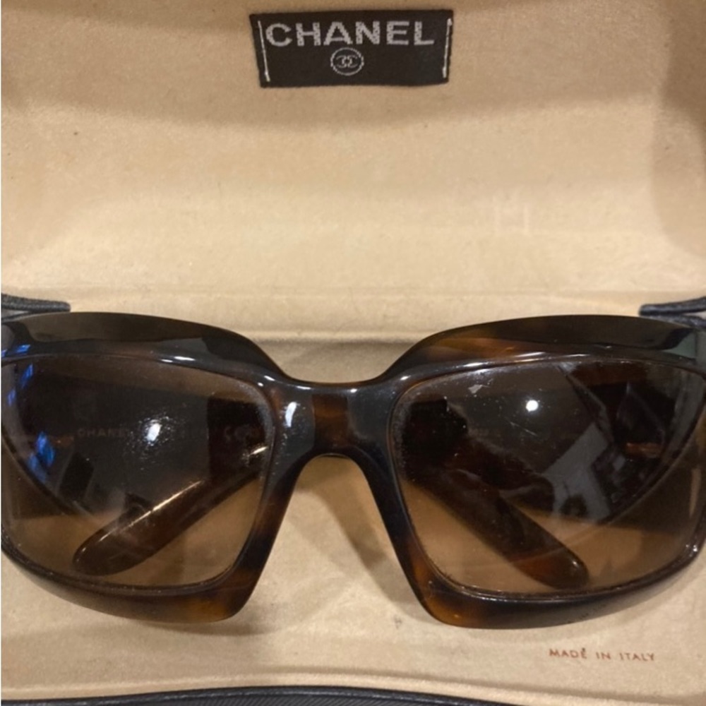 Chanel Leather Logo Sunglasses